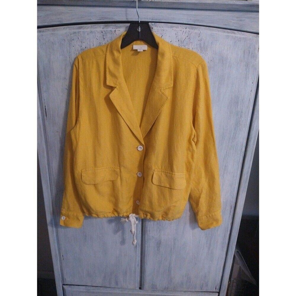 J. Jill linen tie rope jacket Yellow Boho Cottage Core xs